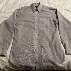 Joseph A. Bank Travelers Long Sleeve Men's Dress Shirt Red Maroon White 16 36